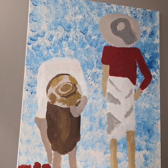 Original painting of a lady enjoying the flowers - Picture 4 of 4